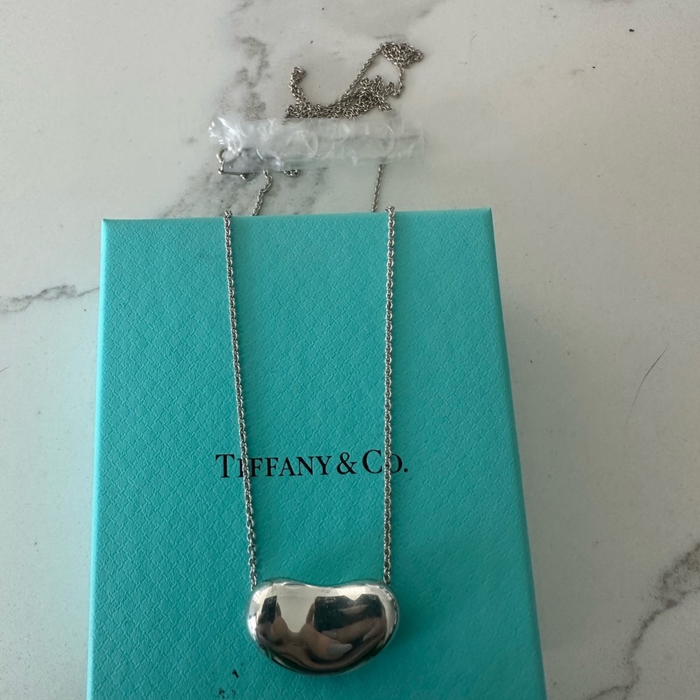 Brand Tiffany&Co. Elsa Peretti Large Bean Necklace in Sterling Silver (16in)